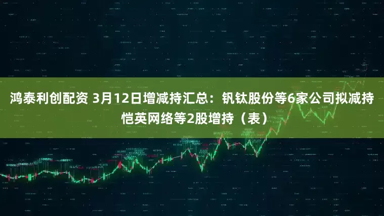 鸿泰利创配资 3月12日增减持汇总：钒钛股份等6家公司拟减持 恺英网络等2股增持（表）